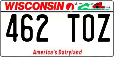 WI license plate 462TOZ