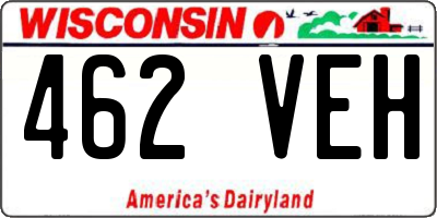 WI license plate 462VEH