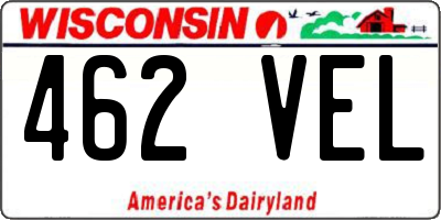 WI license plate 462VEL