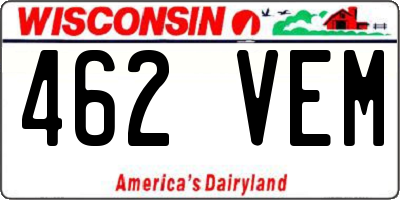 WI license plate 462VEM