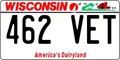 WI license plate 462VET