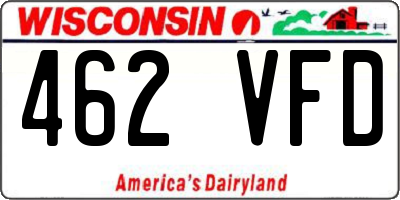 WI license plate 462VFD