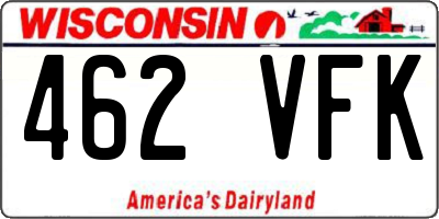 WI license plate 462VFK