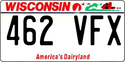 WI license plate 462VFX