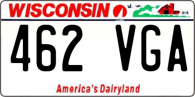 WI license plate 462VGA