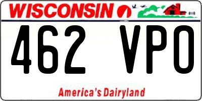 WI license plate 462VPO