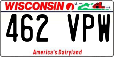 WI license plate 462VPW