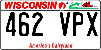 WI license plate 462VPX