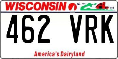 WI license plate 462VRK