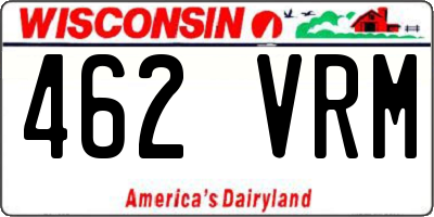 WI license plate 462VRM