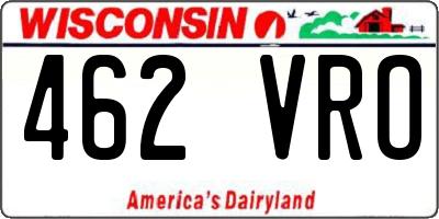 WI license plate 462VRO