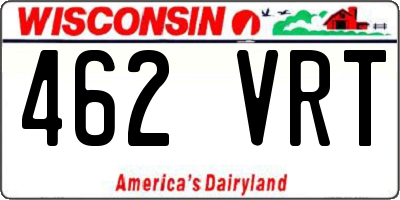 WI license plate 462VRT