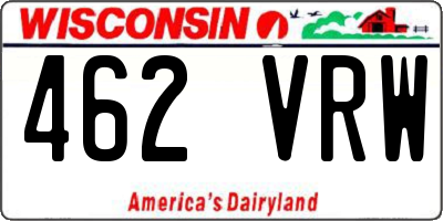 WI license plate 462VRW