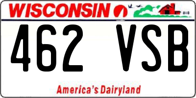 WI license plate 462VSB
