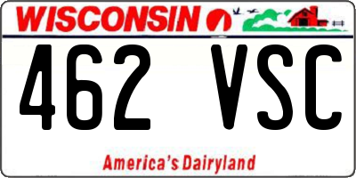 WI license plate 462VSC