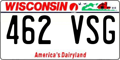 WI license plate 462VSG