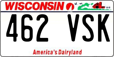 WI license plate 462VSK