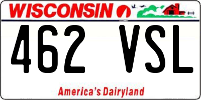 WI license plate 462VSL