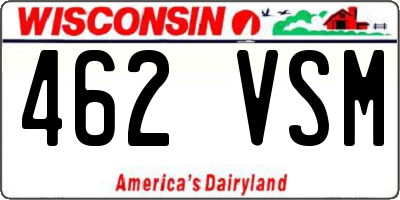 WI license plate 462VSM