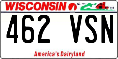 WI license plate 462VSN