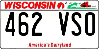 WI license plate 462VSO