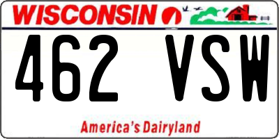 WI license plate 462VSW