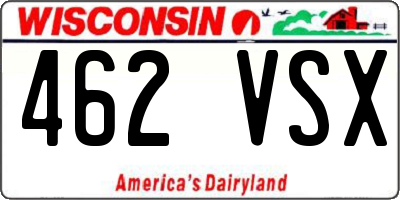 WI license plate 462VSX