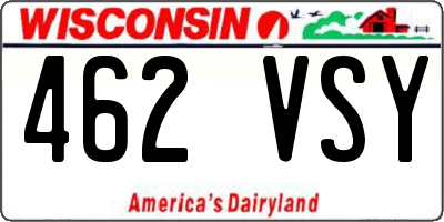 WI license plate 462VSY