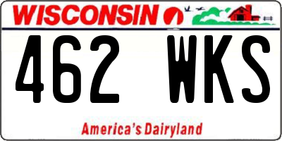WI license plate 462WKS