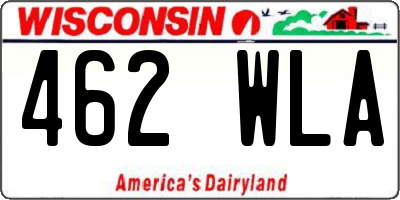 WI license plate 462WLA