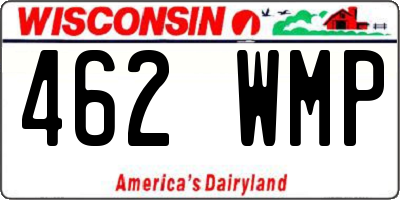WI license plate 462WMP
