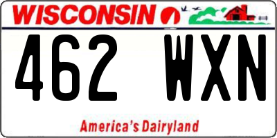WI license plate 462WXN