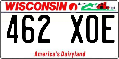 WI license plate 462XOE
