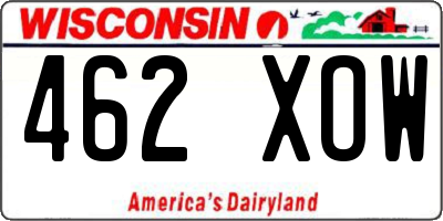 WI license plate 462XOW