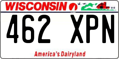 WI license plate 462XPN