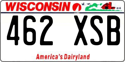 WI license plate 462XSB