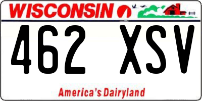 WI license plate 462XSV