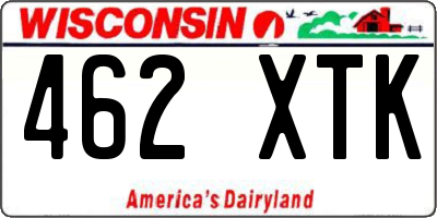 WI license plate 462XTK