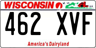 WI license plate 462XVF
