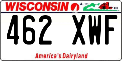 WI license plate 462XWF