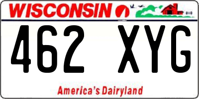 WI license plate 462XYG
