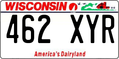 WI license plate 462XYR