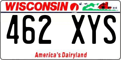 WI license plate 462XYS