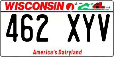 WI license plate 462XYV