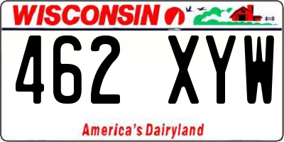 WI license plate 462XYW