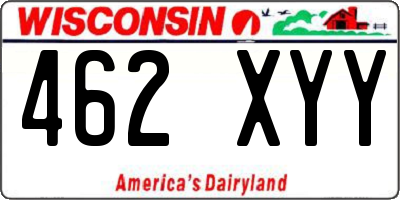 WI license plate 462XYY