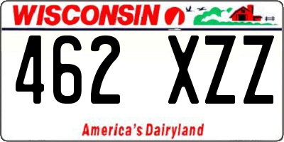 WI license plate 462XZZ