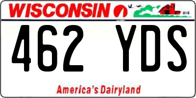 WI license plate 462YDS