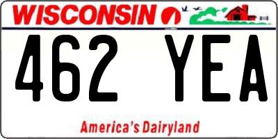 WI license plate 462YEA