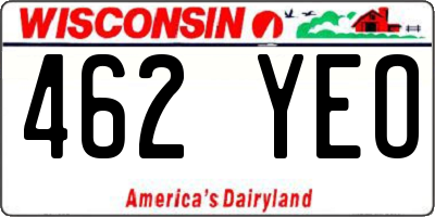 WI license plate 462YEO